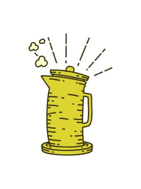 Geleneksel dövme stili kahve sürahisinin renkli animasyonu