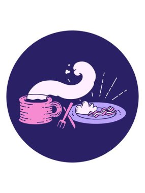 Dövme stili kahvaltı ve kahvenin hareketli animasyonu