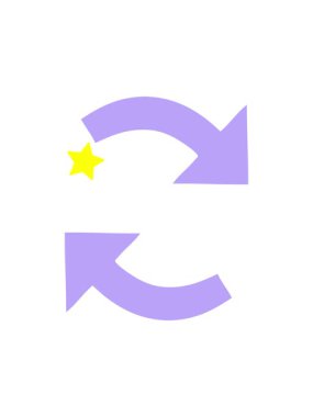 Parıldayan yıldızlar düz renkli bir okun çizgi filmini canlandırır.