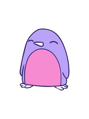 Dikkat çekici bir el çizimi çizgi film karalaması sevimli bir penguen