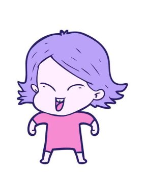 Mutlu karikatür kız illüstrasyonunun pixelize etkisi