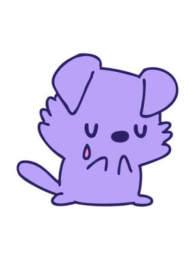 Ağlayan küçük bir köpeğin çizgi filminin ışık efekti.