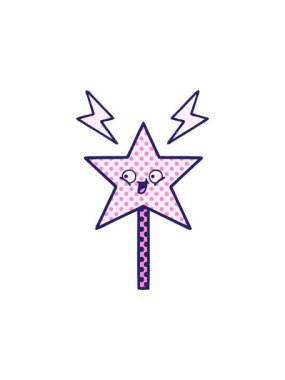 Sihirli değneğin çizgi roman tarzı çizgi filminin hareketli animasyonu