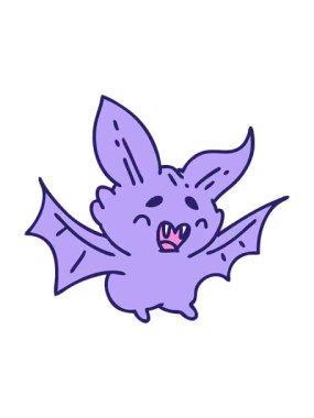 Süper şirin bir Cadılar Bayramı yarasasının çiziminin canlandırmasını renklendir