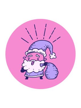 Dövme stili Noel Baba Noel Baba karakterinin çuvallı bir animasyonunun baskısı.