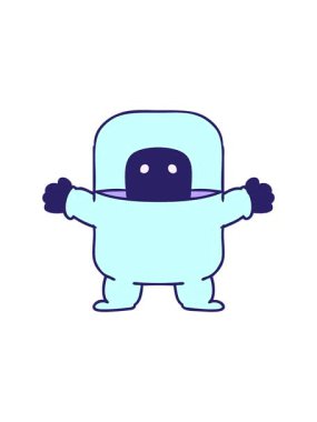 Giysi giymiş bir uzaylının el çizimi karikatürünün animasyonunu aç.