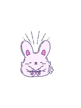 Geleneksel dövme stili mutlu tavşanın çiziminin yatay titreşimli animasyonu