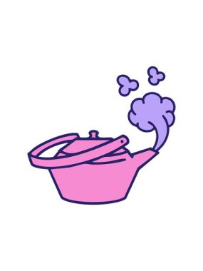 Geleneksel Japon çay demliği buharlı dizaynının hareketli animasyonu