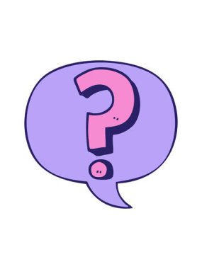 Konuşma baloncuğu ile soru işaretinin dönen hareket canlandırması