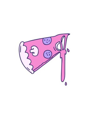 Bir dilim pizza karikatürünün radyoaktif ışıltılı animasyonu