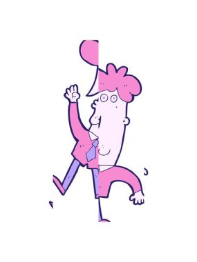 Karikatür ofis adamının bölünmüş hareket animasyonu