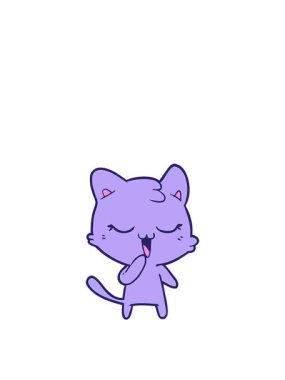 Kalk ve mutlu çizgi film kedi karalamalarının animasyonunu yap.