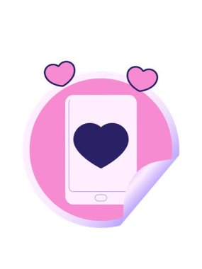 Elektronik tabletin dönen kalp animasyonu iş performansı grafik vektör çizimi dairesel etiketini gösteriyor