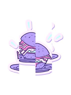 Çizgi film pastırmalı sandviçin hareketli çıkartması.