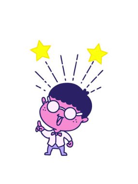 Dönen yıldızlar, dahiyane fikirli, geleneksel dövme stili bir adamın çizimlerinin animasyonu.