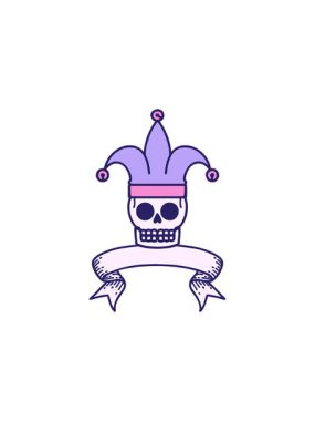 Kafatası soytarısı sancağıyla geleneksel dövmenin radyoaktif parlayan animasyonu