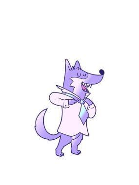 Çizgi film karakteri Wolf 'un giyinişini canlandırıyorum.