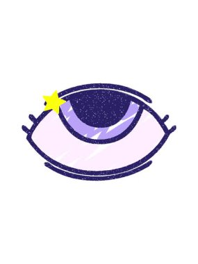 Parlayan yıldızlar Okült Göz Tebeşiri illüstrasyonunun animasyonunu etkiler