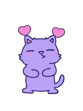 dönen kalp animasyonu. El çizimi tuhaf kedi.