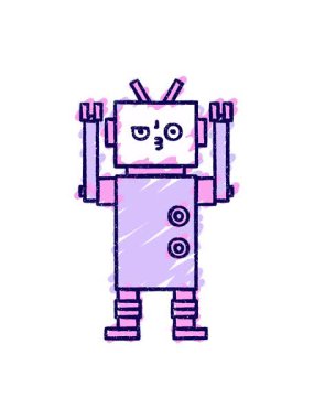 Bir robot tebeşirinin neon ışık efekti animasyonu