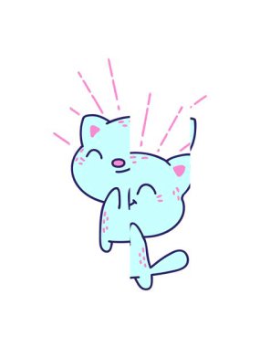 Dövme stili mutlu kedinin canlandırmasının bölünen hareketi