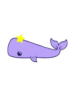 Parlayan yıldızlar karikatür karalama balinasının animasyonunu etkiler.