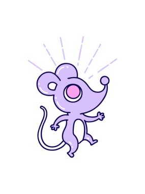 Geleneksel dövme stili fare karakterinin neon ışık efekti canlandırması