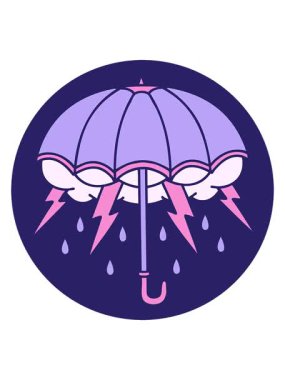 Bir şemsiyenin karikatür dövme şeklindeki görüntüsünün hareketli animasyonu