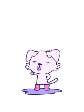 Çizgi film köpeğinin su birikintisinde dilini çıkardığı animasyon.