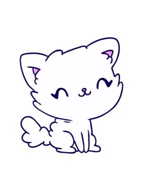 Çizgi film illüstrasyonunun neon ışık efektleri sevimli kawaii pofuduk kedicik