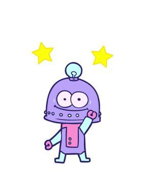 dönen yıldızlar mutlu çizgi film robotunun ampullü animasyonu