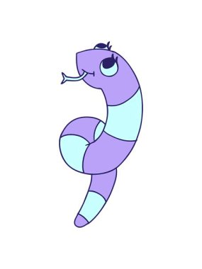 Çizgi film çiziminin parlak ışık efekti sevimli bir yılanın kawaii 'si.