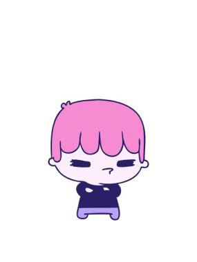 Kalk ve kawaii yakışıklı haç çocuğun çizgi film çiziminin animasyonunu süzül.