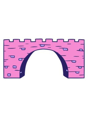 Titrek hareketli, el yapımı karikatür karalamalı taş bir köprü.