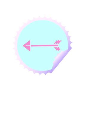 Bir dairesel soyma etiketinin yükseliş ve yüzme animasyonu. Tuhaf çizgi film oku