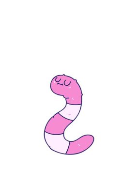 jumping motion animation of hand drawn quirky cartoon worm
