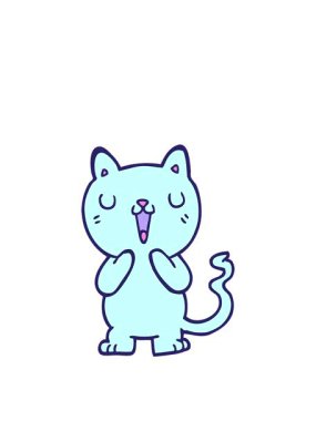 Bir kedi karakterinin çizgi filminin animasyonunu büyütmek