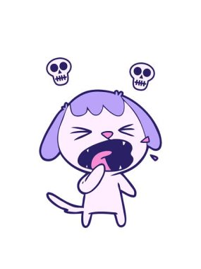 Çizgi film köpeğinin havlamasının kafatası animasyonu.