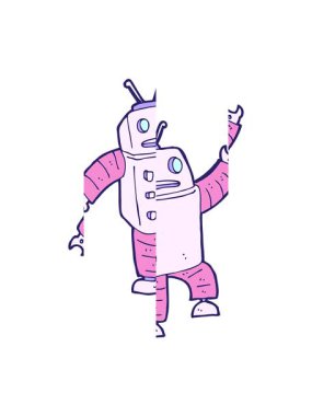 Bir karikatür android karalamalarının bölünmüş hareketi