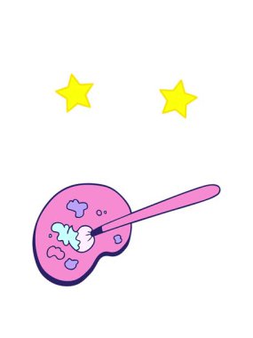 dönen yıldızlar karikatür sanatçısı paletinin animasyonu