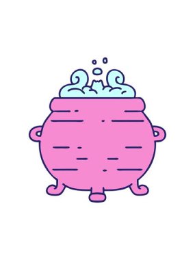 Dikkat çeken çizgi film kazanı iksirlerle kaynıyor ve dolup taşıyor.