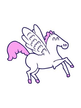 Çizgi film kanatlı atın neon ışık efekti animasyonu