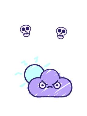 Fırtına Bulutu Tebeşir tahtası çiziminin dönen kafatası animasyonu