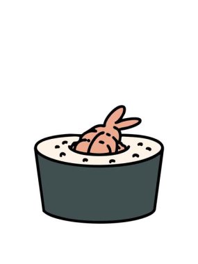 Karidesli geleneksel Japon suşisinin animasyonunu genişletiyorum.