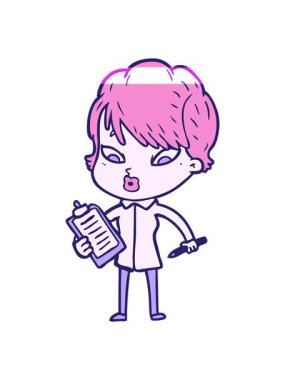 Çizgi film karakteri kadının animasyonunu aç.