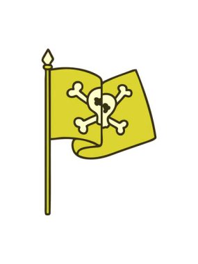 Korsan bayrağının ikonik dövme stilinin renk animasyonu