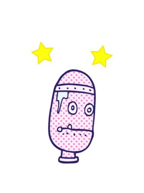 dönen yıldızlar çizgi film animasyonu doodle retro robot kafası