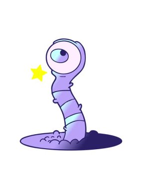 Parıldayan yıldızlar çizgi film uzaylı bataklık canavar tasarımının animasyonunu etkiler.