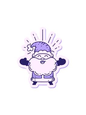 Dövme stili mutlu noel baba karakterinin hareketli animasyonu.