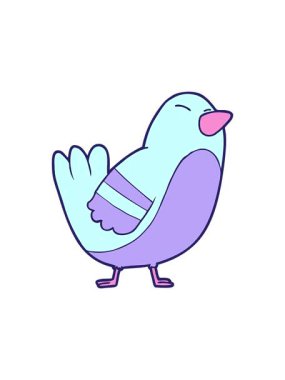 Karikatür neon renkli kuşun dikkat çekici animasyonu